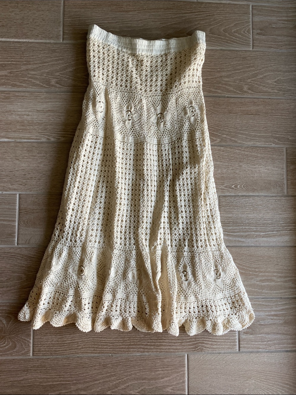 Lucky & Co. Cream Crochet Maxi Skirt
